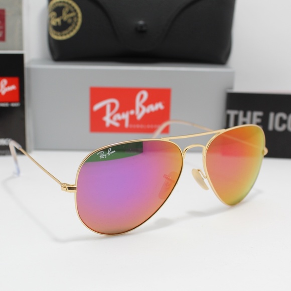 RAY-BAN 3025 112/4T CYCLAMEN PINK FLASH AVIATOR - Picture 2 of 8